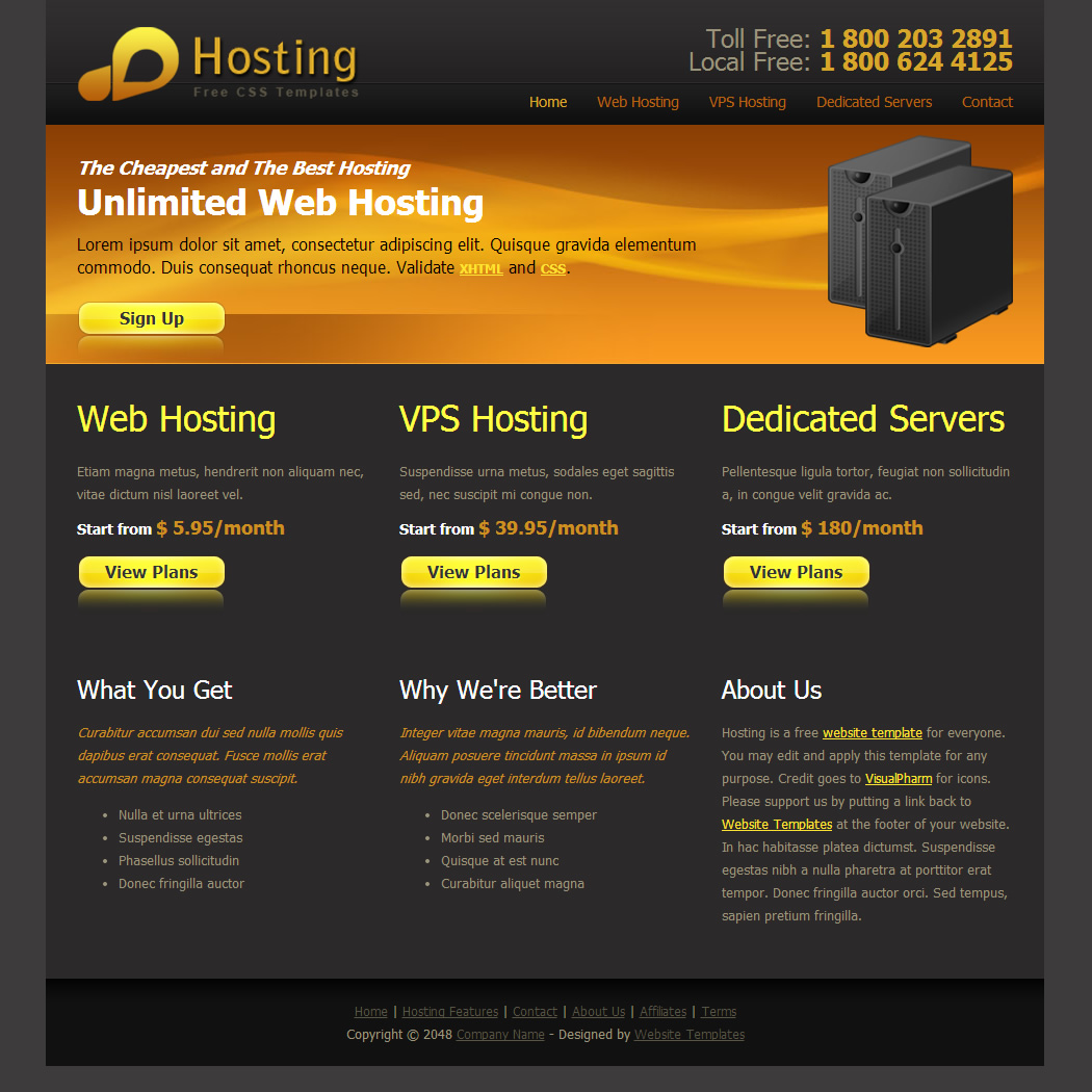 Web Hosting HTML Template by Tooplate